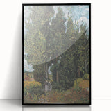 Large abstract wall art featuring vibrant blue and yellow swirls on a black acrylic print, framed.