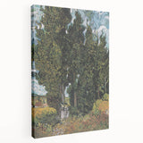 Vincent van Gogh inspired print on a large stretched canvas with vibrant blue and yellow tones.