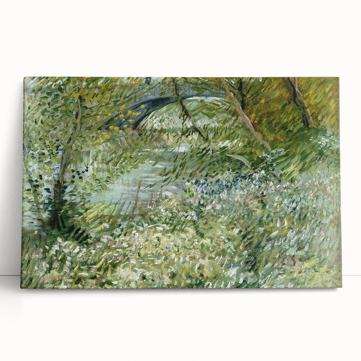 Impressionist Spring Landscape Wall Art - Riverbank by Van Gogh