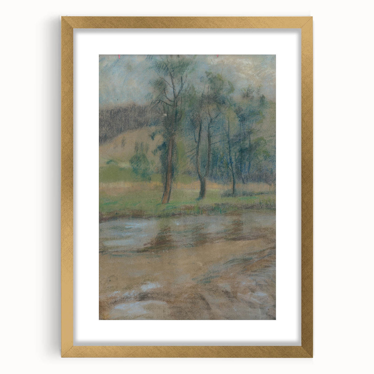 Modern Wall Art: Trees by the River – Serene Abstract Landscape