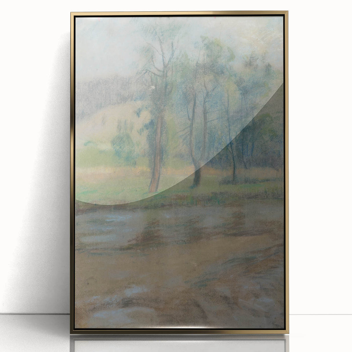 Modern Wall Art: Trees by the River – Serene Abstract Landscape