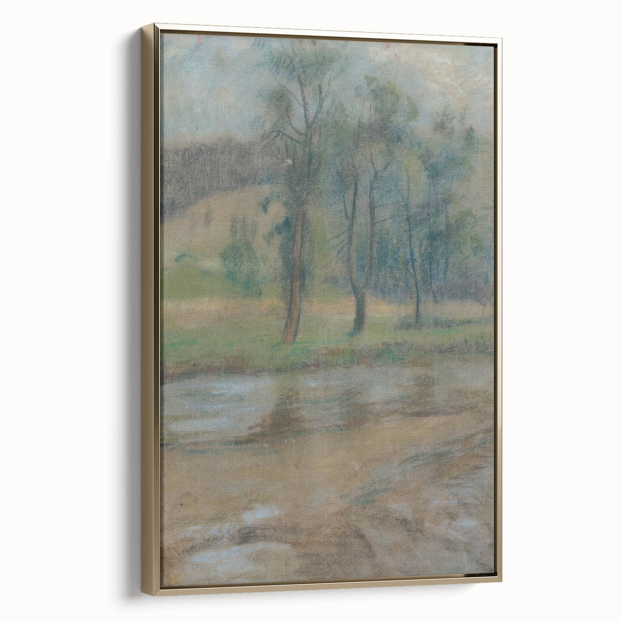 Modern Wall Art: Trees by the River – Serene Abstract Landscape