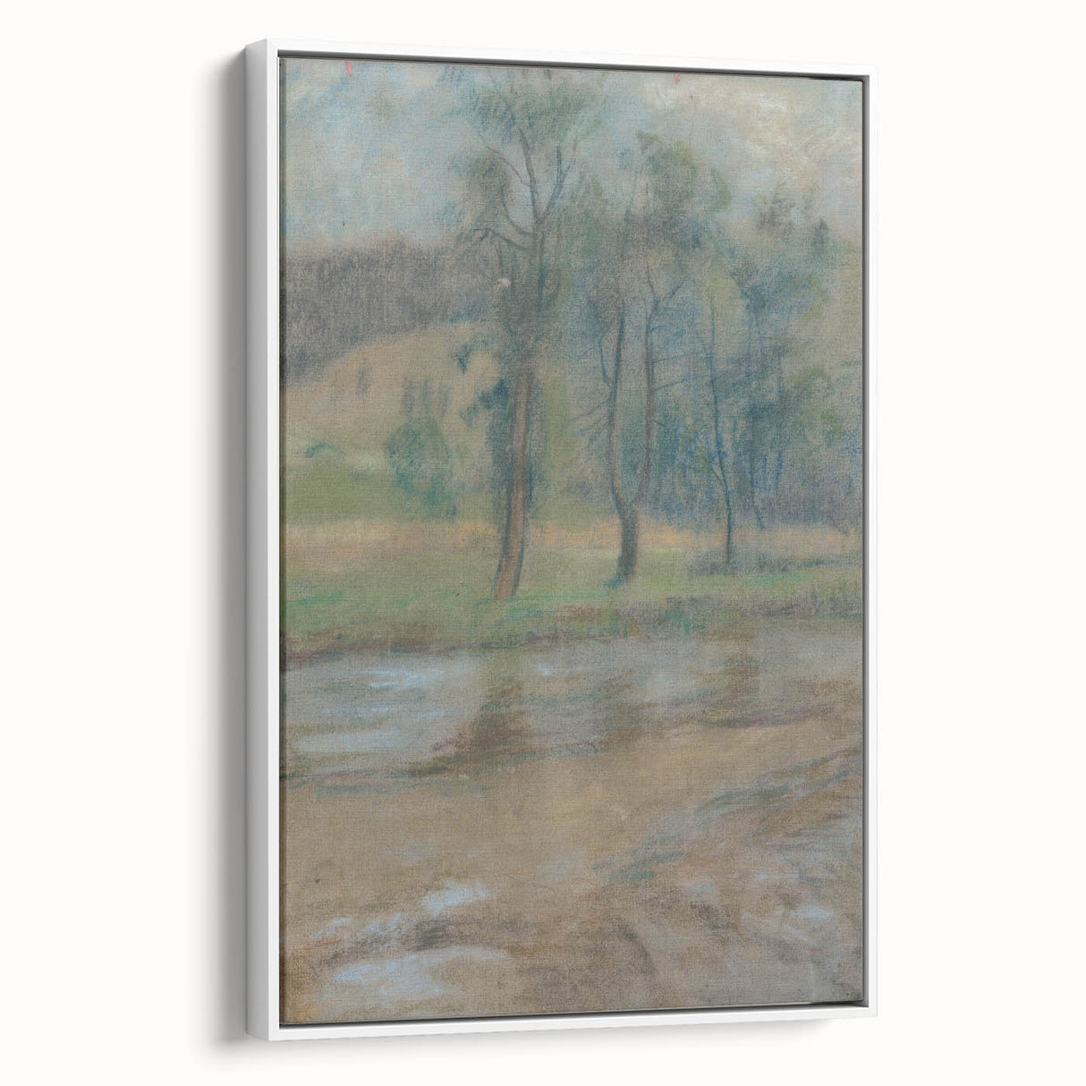 Modern Wall Art: Trees by the River – Serene Abstract Landscape