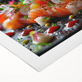 Art deco poster of geometric shapes in muted gold and black on rolled canvas, suitable for dining room or bathroom wall art.