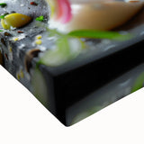 Large black and white landscape art painting on canvas, depicting a serene mountain scene, suited for bedroom wall decor.