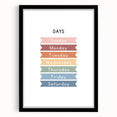 Days of the Week Typography Art Print – Colorful Weekly Calendar Wall Art