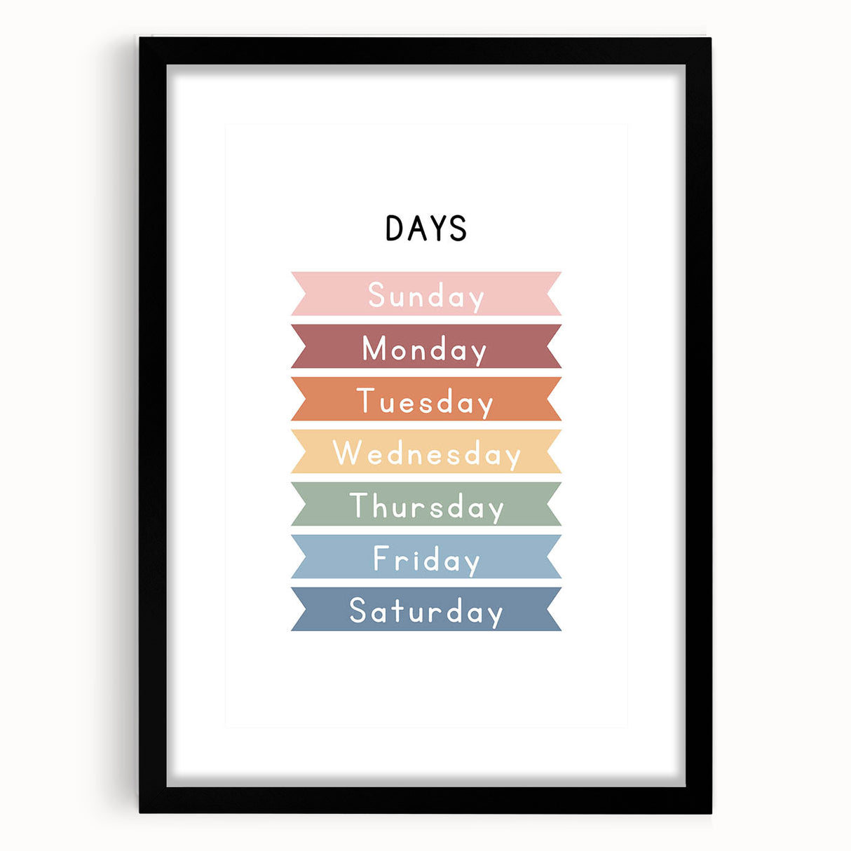 Days of the Week Typography Art Print – Colorful Weekly Calendar Wall Art