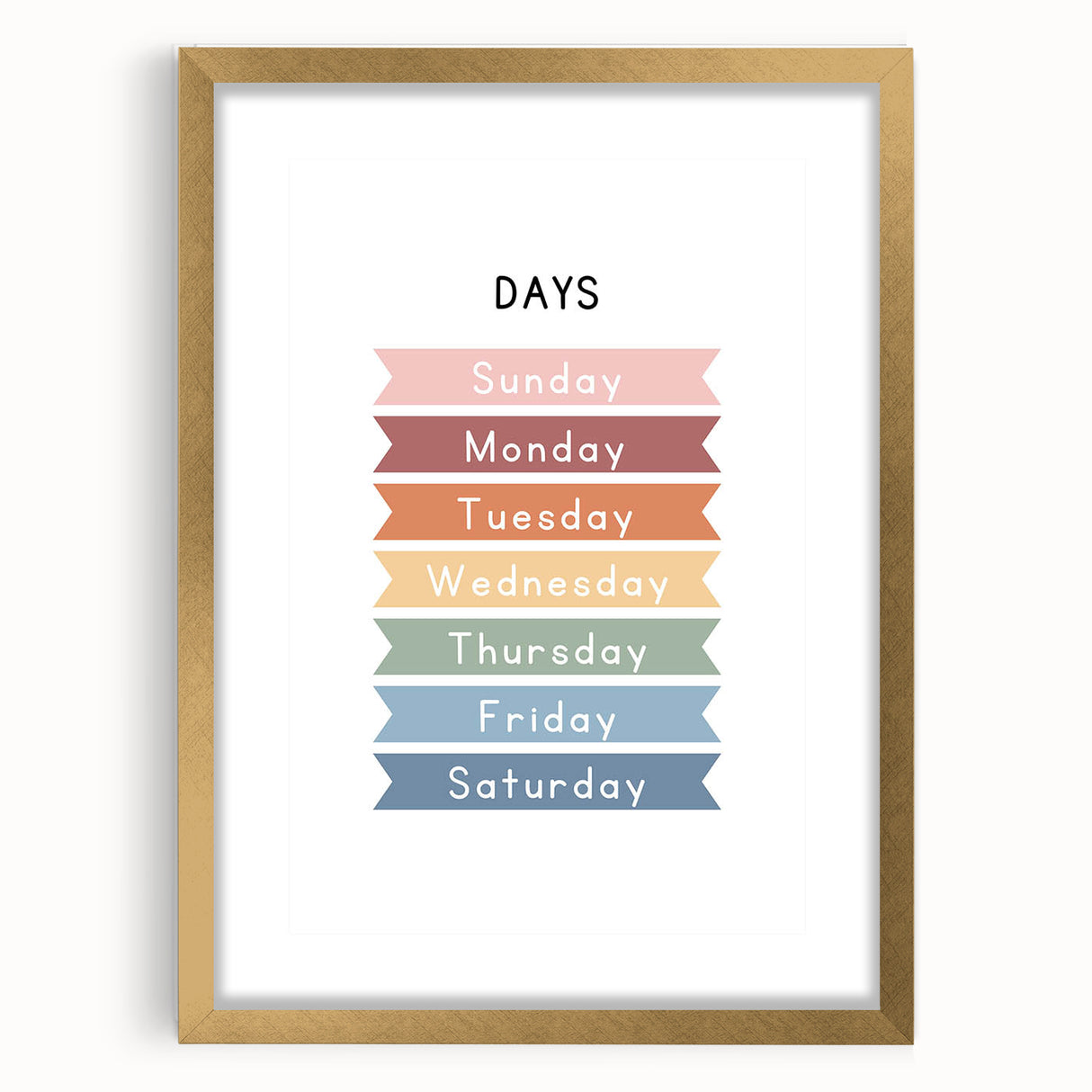 Days of the Week Typography Art Print – Colorful Weekly Calendar Wall Art