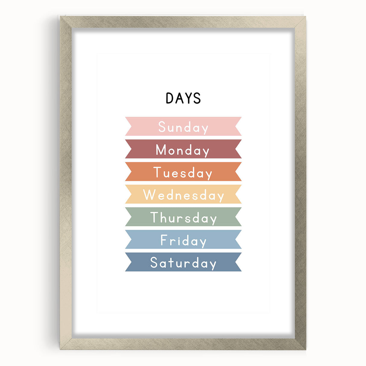 Days of the Week Typography Art Print – Colorful Weekly Calendar Wall Art