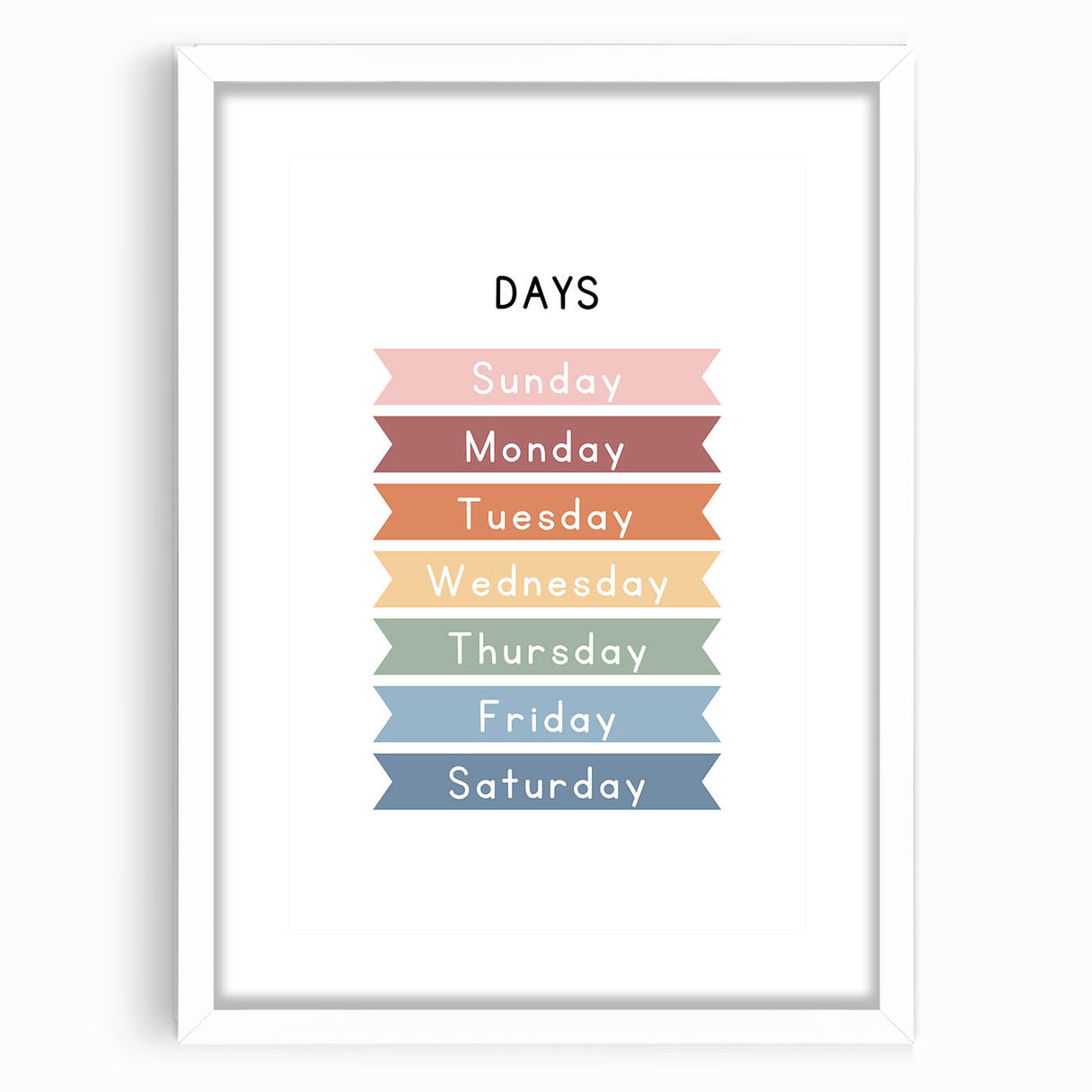 Days of the Week Typography Art Print – Colorful Weekly Calendar Wall Art