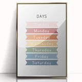 Days of the Week Typography Art Print – Colorful Weekly Calendar Wall Art
