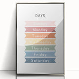 Days of the Week Typography Art Print – Colorful Weekly Calendar Wall Art