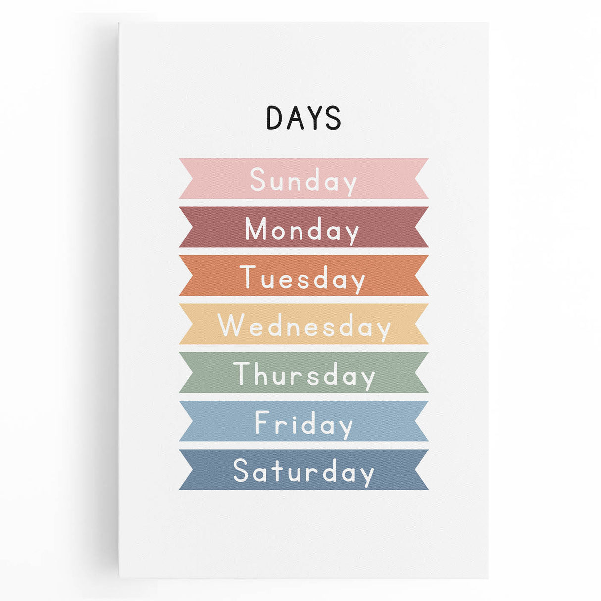 Days of the Week Typography Art Print – Colorful Weekly Calendar Wall Art