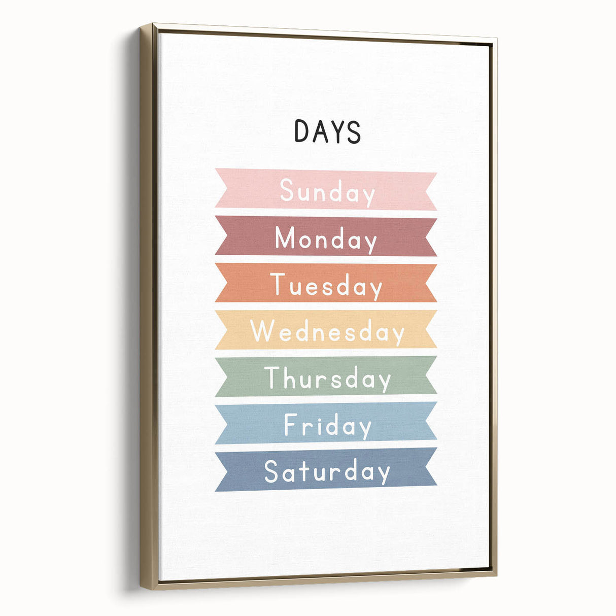 Days of the Week Typography Art Print – Colorful Weekly Calendar Wall Art