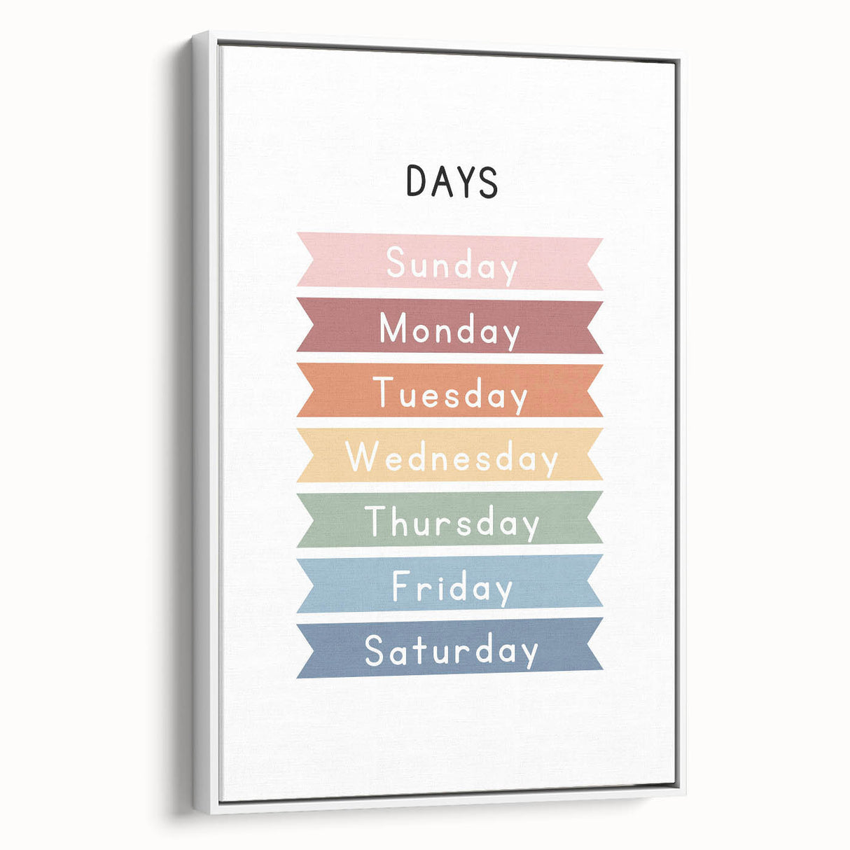 Days of the Week Typography Art Print – Colorful Weekly Calendar Wall Art