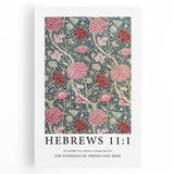 Biblical Typography Wall Art - Hebrews 11:1 Floral Canvas Print