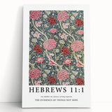 Biblical Typography Wall Art - Hebrews 11:1 Floral Canvas Print