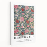 Biblical Typography Wall Art - Hebrews 11:1 Floral Canvas Print