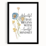 Floral Typography Art Print – Positive Quote on Canvas