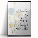 Floral Typography Art Print – Positive Quote on Canvas