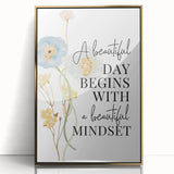 Floral Typography Art Print – Positive Quote on Canvas
