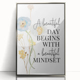 Floral Typography Art Print – Positive Quote on Canvas
