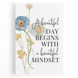 Floral Typography Art Print – Positive Quote on Canvas