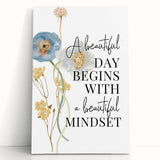 Floral Typography Art Print – Positive Quote on Canvas