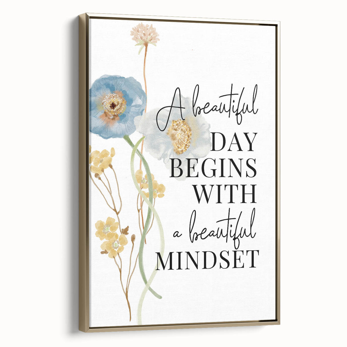 Floral Typography Art Print – Positive Quote on Canvas