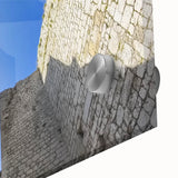 Close-up of an intricate acrylic landscape painting of a majestic castle, showcasing vibrant colors and detailed brushwork, perfect for home decor enthusiasts.