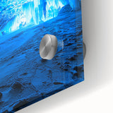 Close-up of a vibrant acrylic painting depicting intricate landscapes and caves, showcasing rich colors and textures, ideal for modern home decor or art enthusiasts.