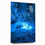 Acrylic glass artwork depicting a vibrant landscape scene of caves and natural formations, viewed from the side without pins, showcasing vivid colors and intricate details. Perfect for enhancing modern decor with a touch of nature-inspired elegance.