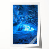 Rolled canvas print showcasing a stunning landscape design of caves, featuring earthy tones and intricate details, securely packaged in a protective tube for shipping.