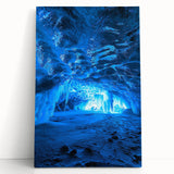 Stretched canvas artwork depicting a vibrant landscape of caves, showcasing rich colors and intricate details, perfect for home decor or art enthusiasts.