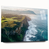 Acrylic glass artwork showcasing a breathtaking landscape of cliffs, highlighting vibrant colors and intricate details, perfect for modern home decor.