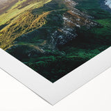 Stunning rolled canvas artwork depicting a dramatic landscape with towering cliffs and vibrant colors, perfect for enhancing any modern home decor.