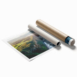 Stunning rolled print showcasing vibrant, abstract cliff landscapes with rich colors and intricate details, perfect for enhancing any modern decor.