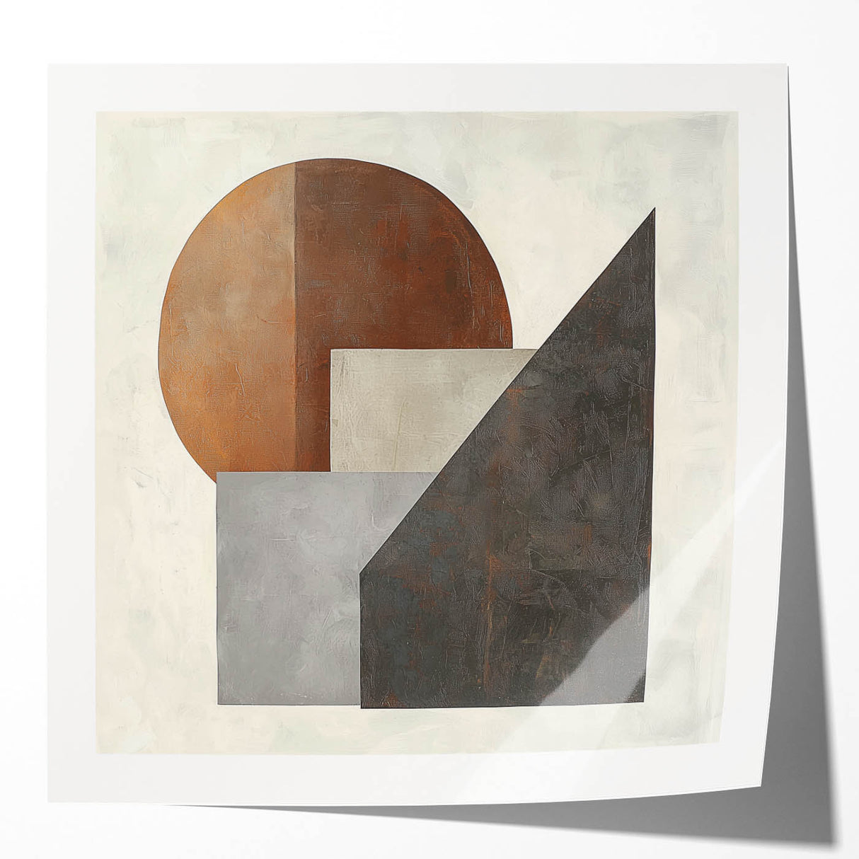 Geometric Abstract Bedroom Wall Art – Beige and Brown Canvas