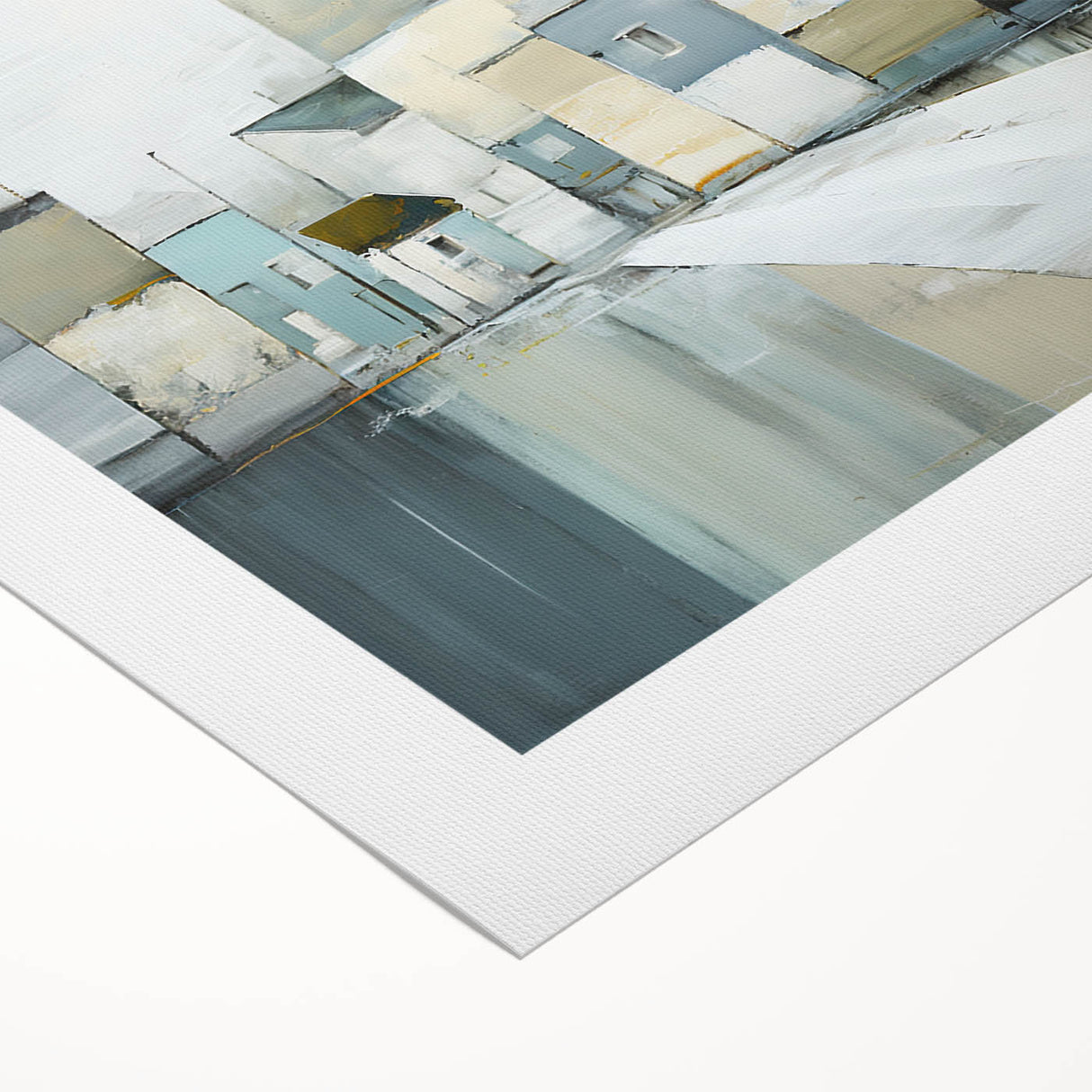 Abstract architectural wall art on rolled canvas, showcasing vibrant geometric shapes and colors. Ideal for modern decor, elegantly packaged in a protective tube.
