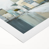 Abstract architectural wall art on rolled canvas, showcasing vibrant geometric shapes and colors. Ideal for modern decor, elegantly packaged in a protective tube.