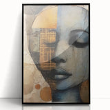 Framed abstract figurative wall art in black acrylic, showcasing a modern design with bold lines and dynamic shapes, perfect for contemporary decor.
