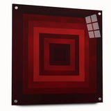 Abstract geometric acrylic glass artwork in side view, showcasing vibrant colors and unique shapes, mounted with pins for a modern decor accent.