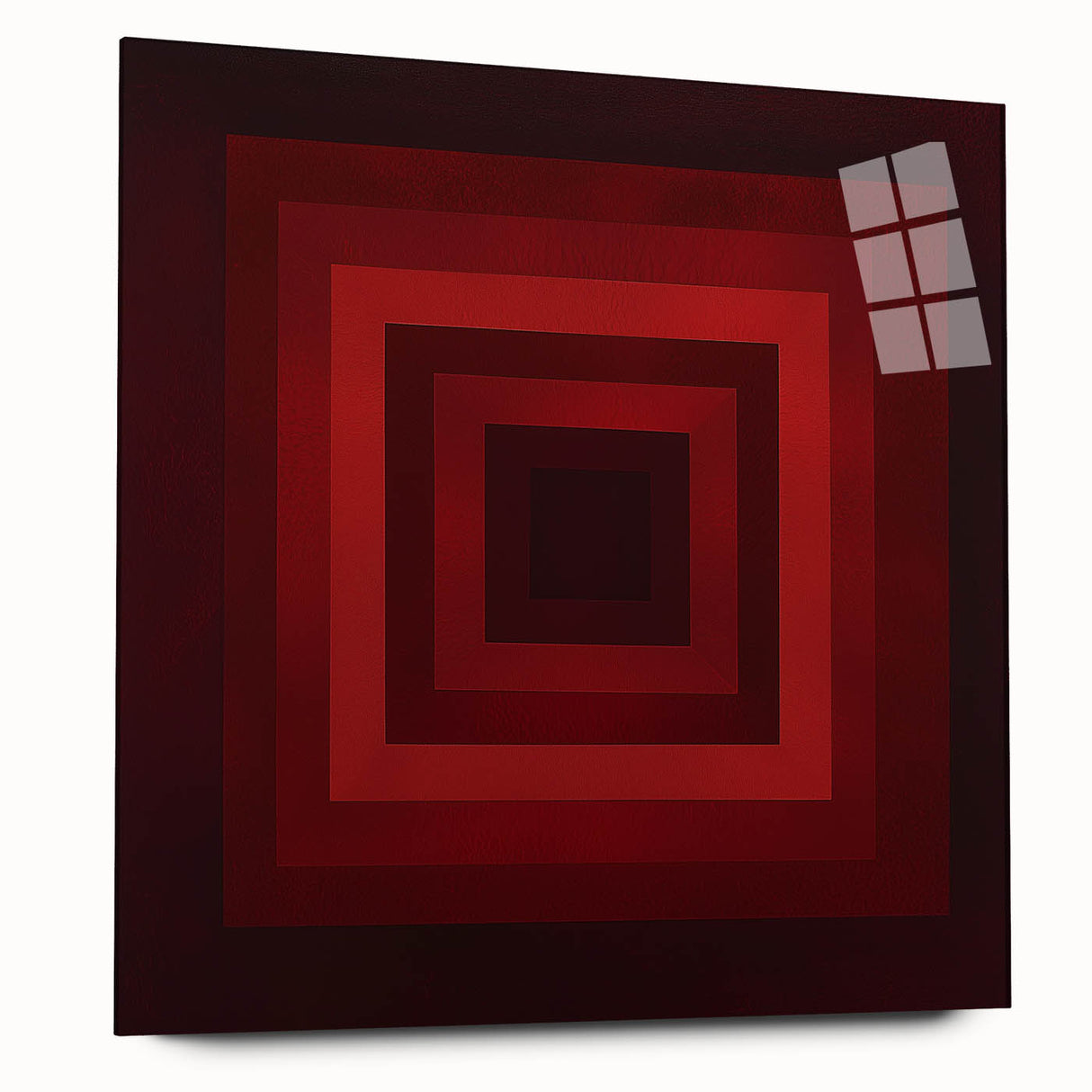 Abstract geometric acrylic glass art piece showcasing vibrant colors and unique shapes, designed for modern decor. The side view emphasizes the sleek finish and contemporary style, ideal for enhancing artistic spaces.
