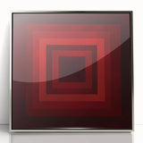Framed abstract geometric art piece with a sleek silver frame, showcasing vibrant shapes and colors, perfect for modern home decor and artistic enhancement.
