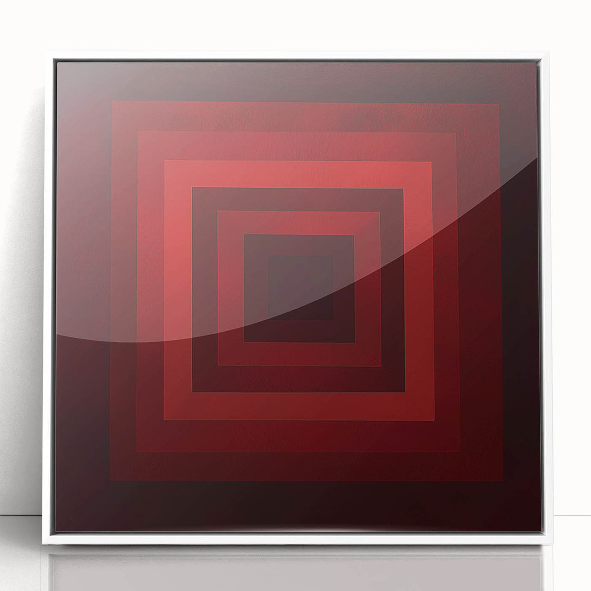 Framed abstract geometric wall art in white, showcasing vibrant colors and intricate shapes, perfect for modern home decor and interior design enhancement.
