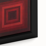 Close-up of a modern abstract geometric framed canvas art piece showcasing vibrant colors and intricate patterns, perfect for contemporary home decor.