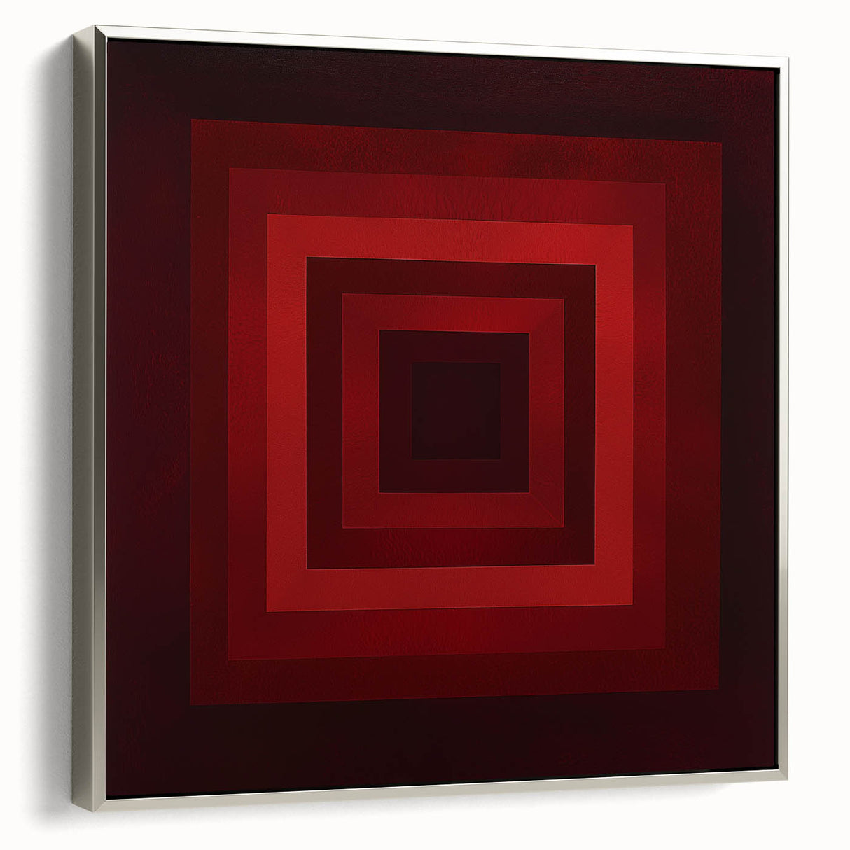 Abstract geometric framed canvas artwork with silver accents, showcasing intricate shapes and lines, ideal for modern home decor, enhancing contemporary interiors.