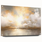 Abstract landscape wall art featuring a vibrant acrylic glass design in side view, showcasing colorful hues and unique textures, elegantly pinned for display.