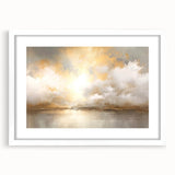 Abstract landscape wall art featuring a minimalist design with soft color gradients, framed with a white mat for an elegant display. Perfect for modern home decor.