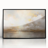 Framed abstract landscape wall art featuring vibrant colors and intricate designs, displayed in a sleek black frame, ideal for modern home decor settings.